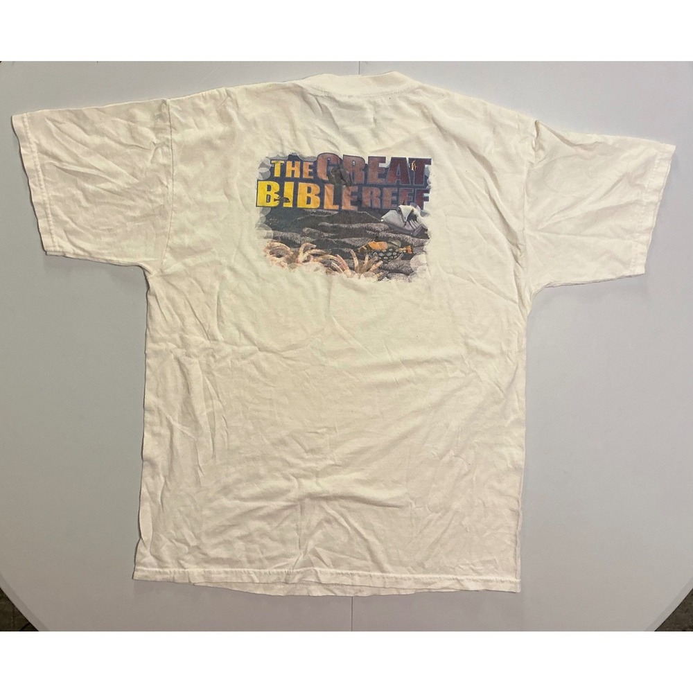 VTG Y2K Jesus Christian God The Great Bible Reef‎ Nature Coastal Rare T-Shirt L